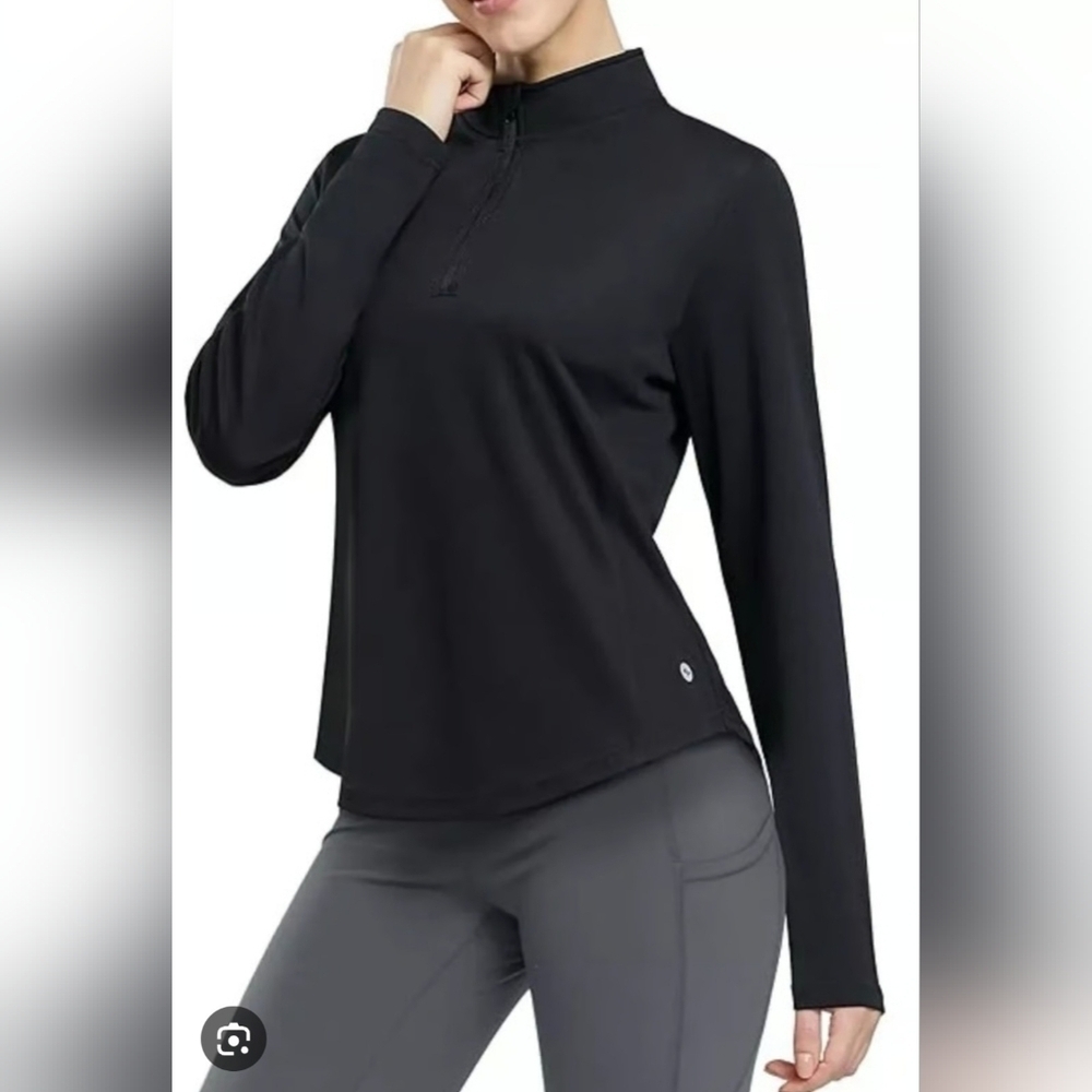 Apana Yoga Half Zip Athletic Top Black Size L